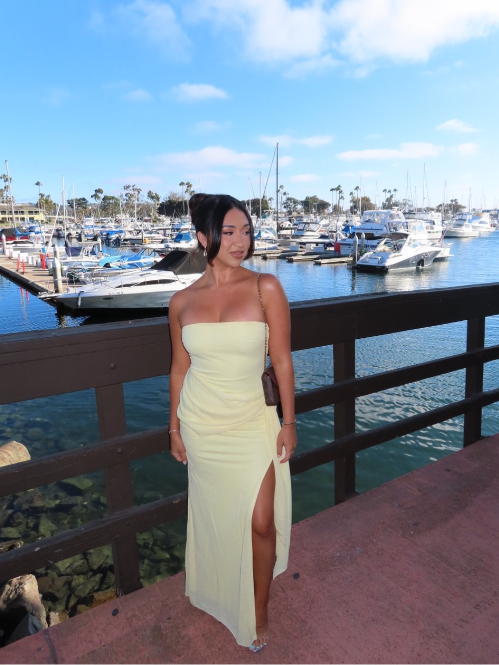 Princess Polly Strapless Lemon Maxi Dress with High Side Slit